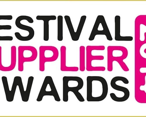 Festival Supplier Awards logo featuring bold text, emphasizing Midas's recognition in the event industry for power supply services.